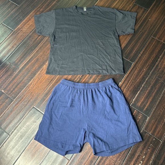 Los Angeles Apparel Pants - Cropped tee shirt and shorts set Los Angeles Apparel casual basic cotton